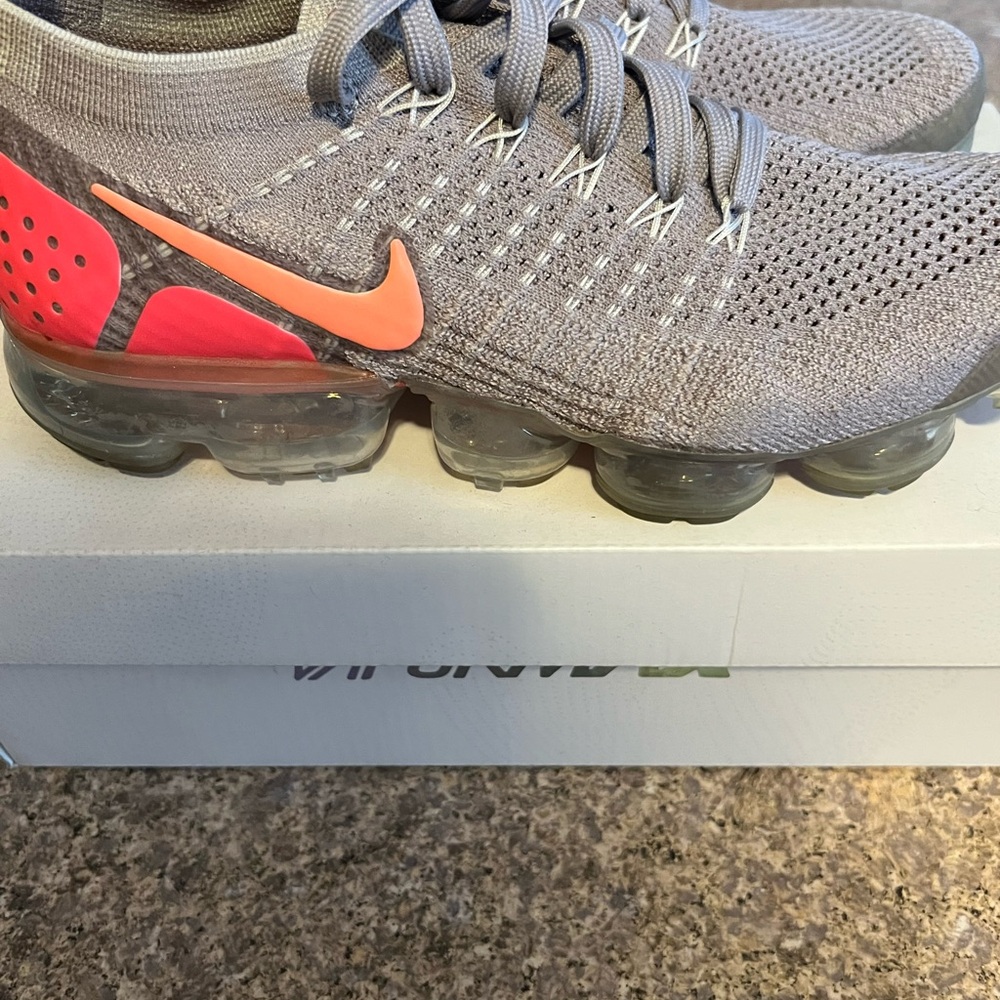 Nike Gray and Pink Air VaporMax Flyknit Sneakers